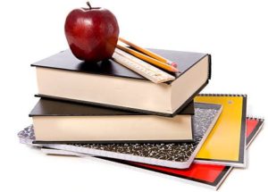 Books with apple on top